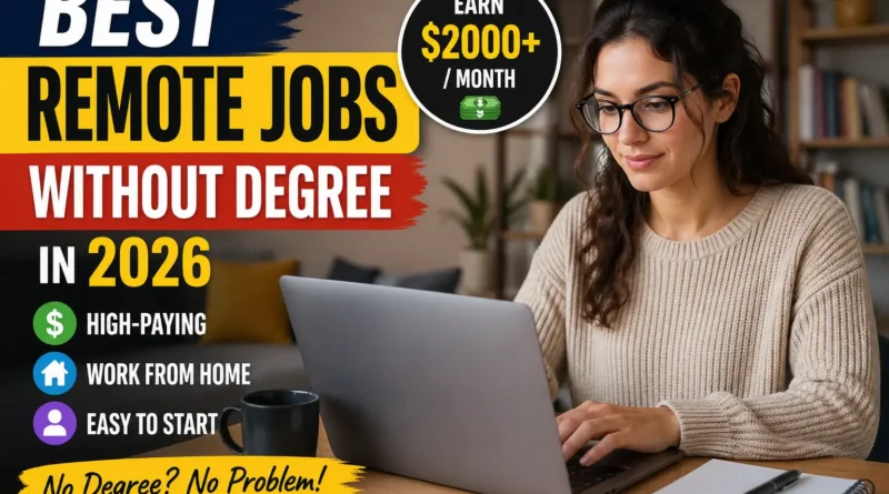 Work from home jobs without degree showing high paying remote career options in 2026