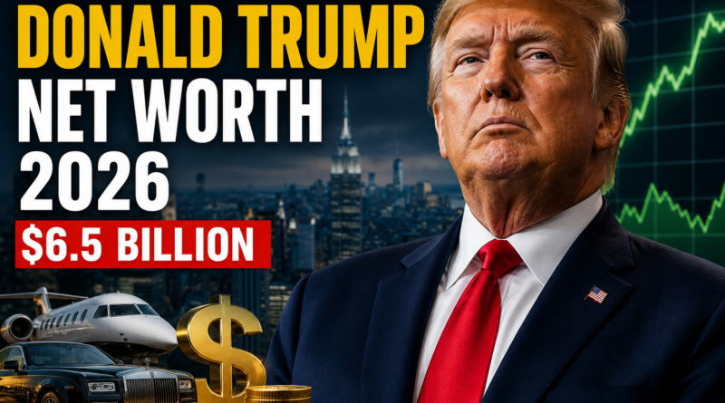 Donald Trump net worth 2026 showing billionaire wealth, luxury assets, private jet, and business empire income sources