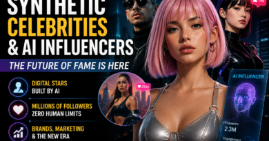 Hyper realistic synthetic celebrities and AI influencers representing the future of digital fame and social media marketing