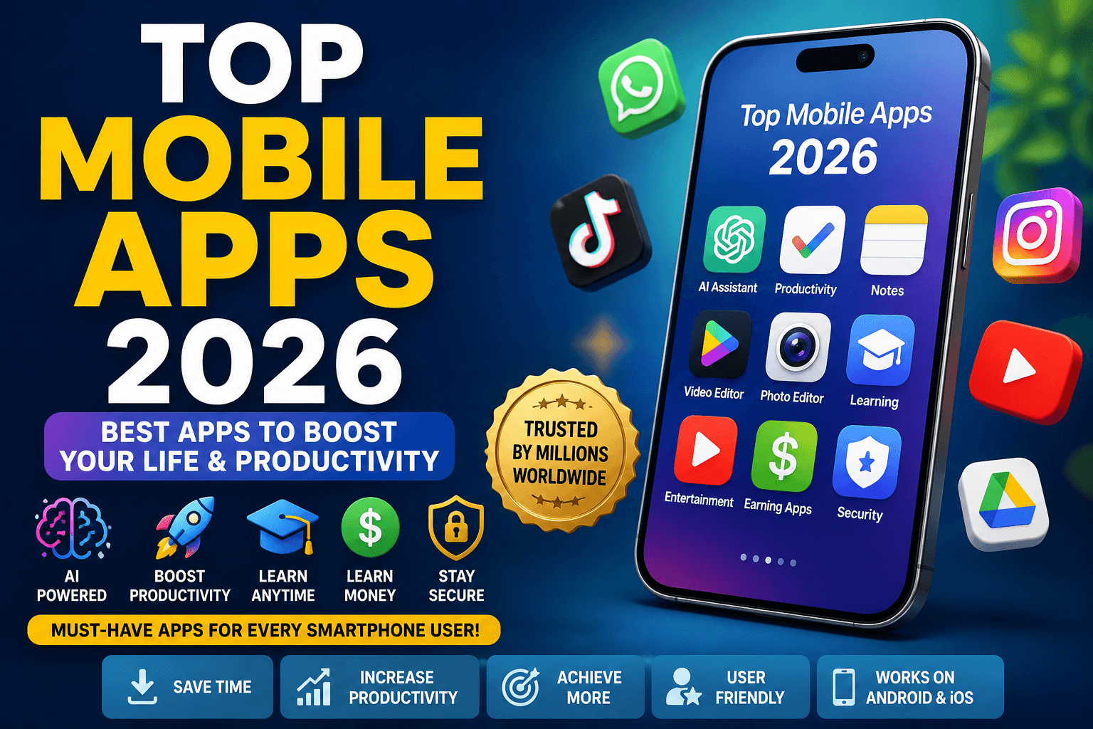 25 Top Mobile Apps 2026 That Will Change How You Work, Learn & Earn