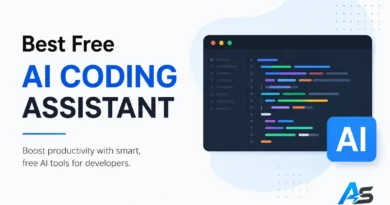 Best Free AI Coding Assistant interface for developers with code editor and AppStackr logo