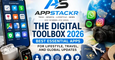 The Digital Toolbox 2026 featuring the best essential apps for lifestyle, travel, productivity, global updates, security, and digital convenience.